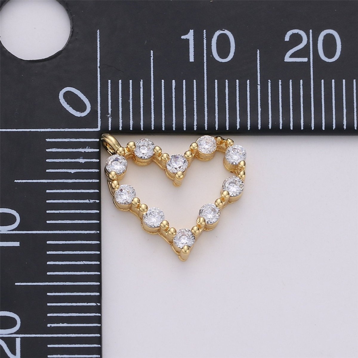 24K Gold Filled Dainty Cute Heart Charm with Love Micro Pave Cubic Zirconia CZ Stone for Necklace or Bracelet, C-887 - DLUXCA