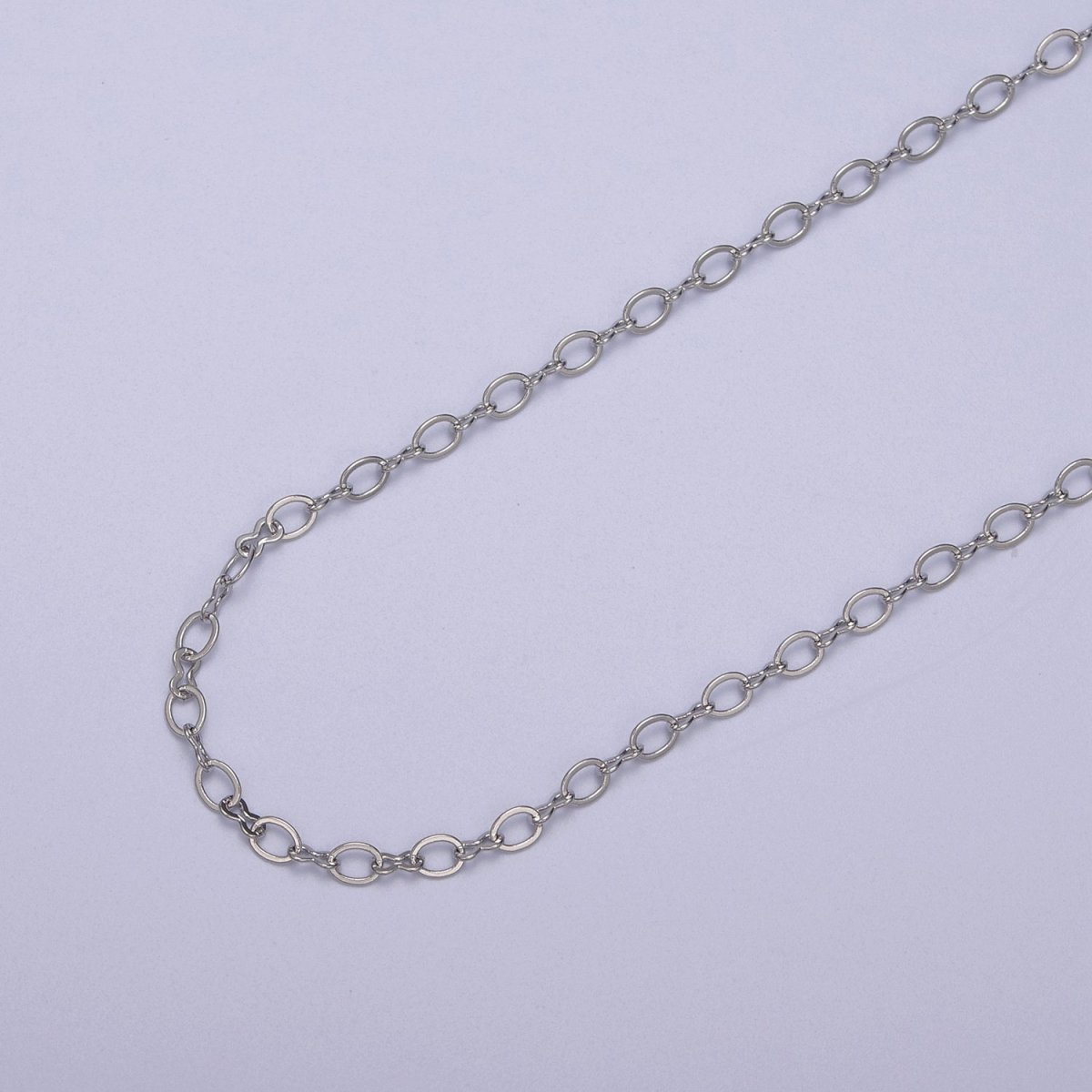 24K Gold Filled Dainty Figure 8 Unfinished Chain, 2.8mm Oval Cable Chain, Silver Figure Eight Bulk Roll Chain For Jewelry Making | ROLL-615, ROLL-616 Clearance Pricing - DLUXCA