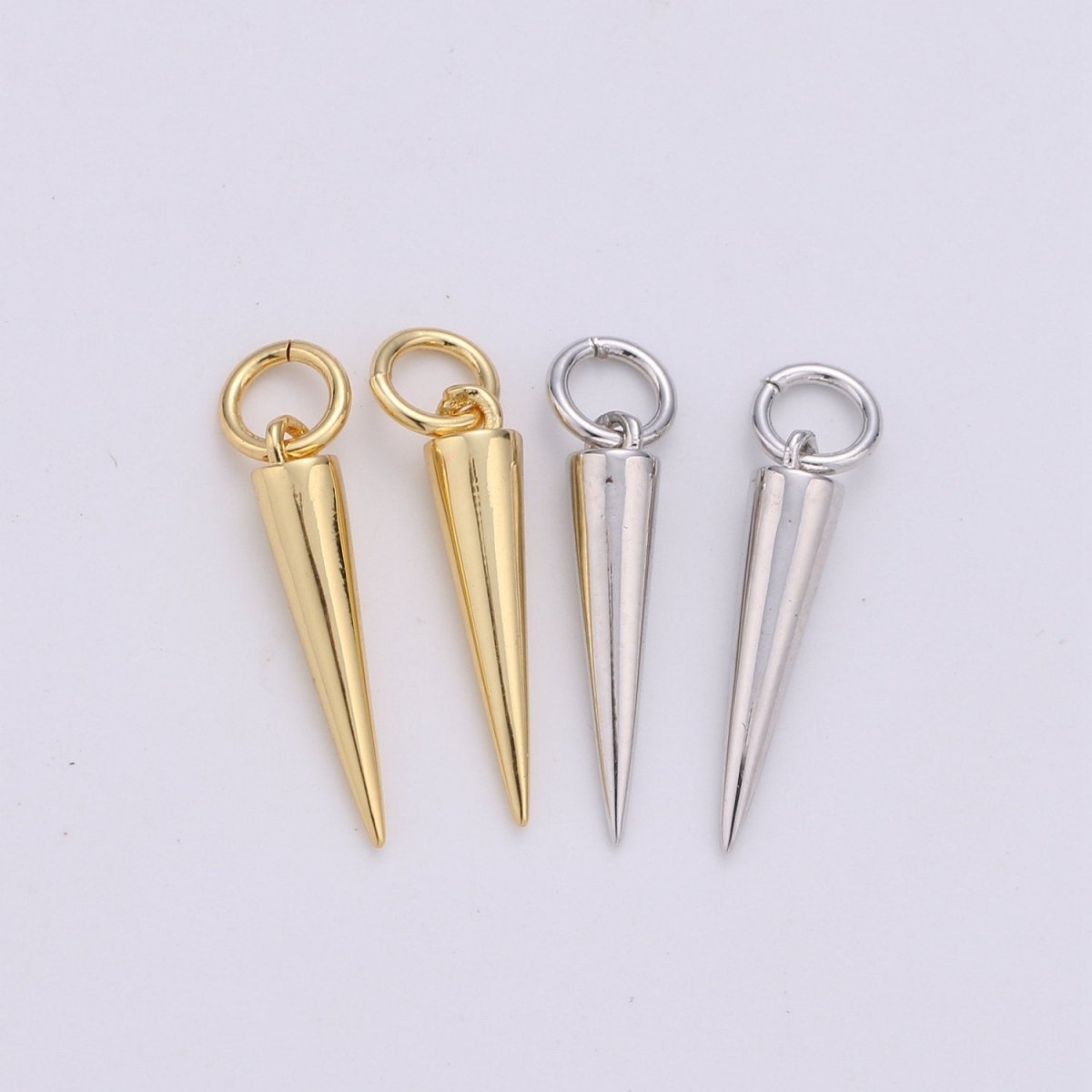 24k Gold Filled Dainty Gold Spike Charms Drop Pendulum Pendant Stud Charm Minimalist Jewelry Supply Findings for Necklace Earring Components E-254 E-255 - DLUXCA