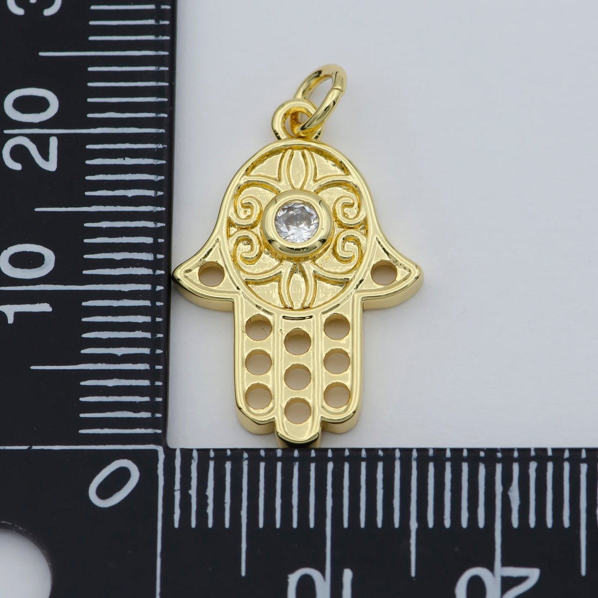 24K Gold Filled Dainty Hamsa Charm,Small Hamsa Heand Pendant,Simple Hamsa Jewelry, Hand of Fatima, Hand of Fatima Pendant, Evil Eye Charm M-365 - DLUXCA