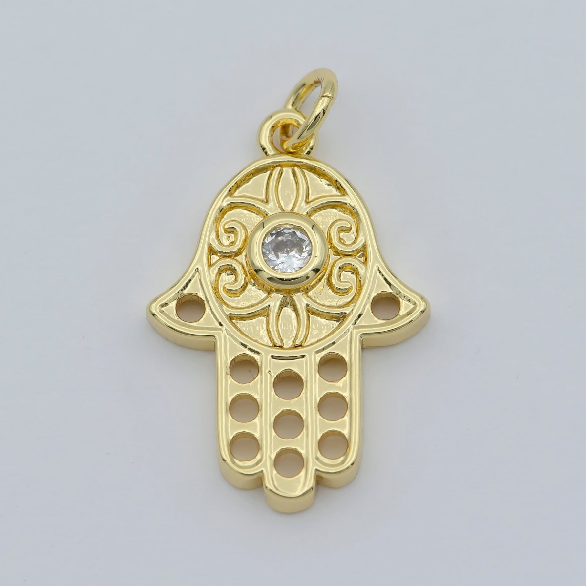 24K Gold Filled Dainty Hamsa Charm,Small Hamsa Heand Pendant,Simple Hamsa Jewelry, Hand of Fatima, Hand of Fatima Pendant, Evil Eye Charm M-365 - DLUXCA