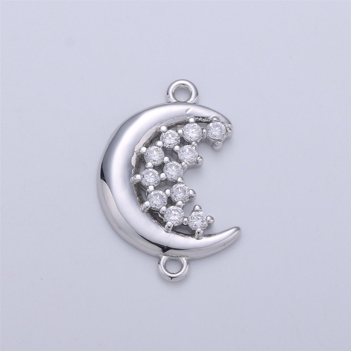 24K Gold Filled Dainty Moon and Stars Connector with Micro Pave Cubic Zirconia CZ Stone for Necklace or Bracelet F-362 - DLUXCA