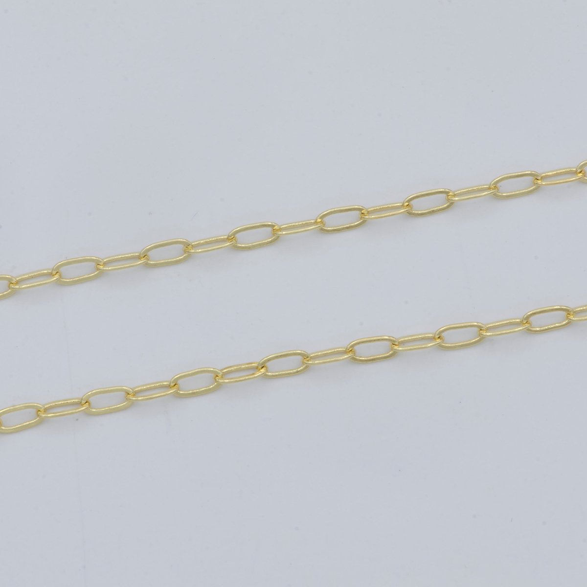 24K Gold Filled Dainty Oval Rolo Gold Chain by Yard, Oval Link, Wholesale bulk Roll Chain for Jewelry Making, Width 2.4mm | ROLL-471 Clearance Pricing - DLUXCA
