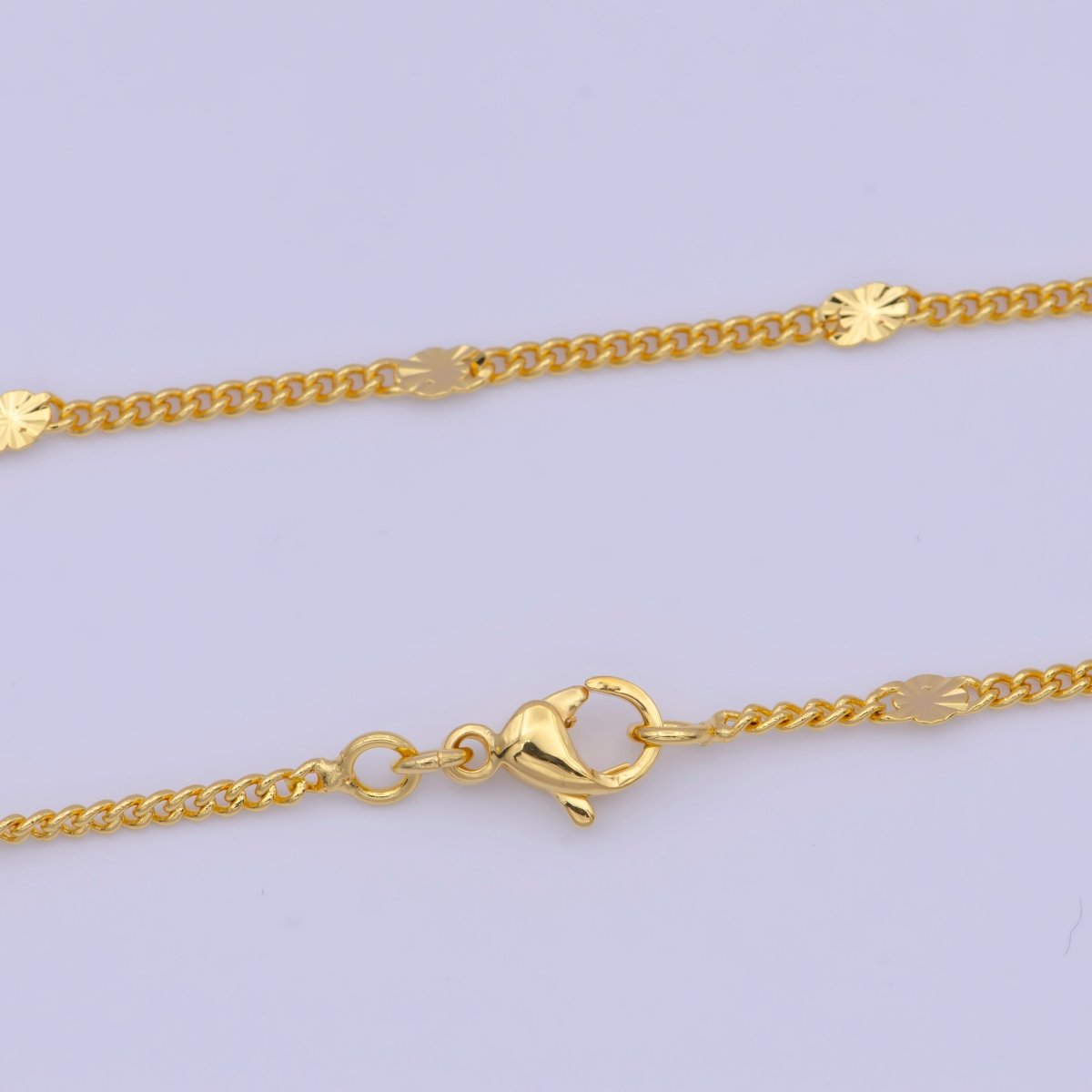 24K Gold Filled Dainty Sunburst Curb Chain Minimalist Necklace Satellite Chain Necklace 1.6mm Width Ready to Wear | WA-1128 WA-1127 Clearance Pricing - DLUXCA
