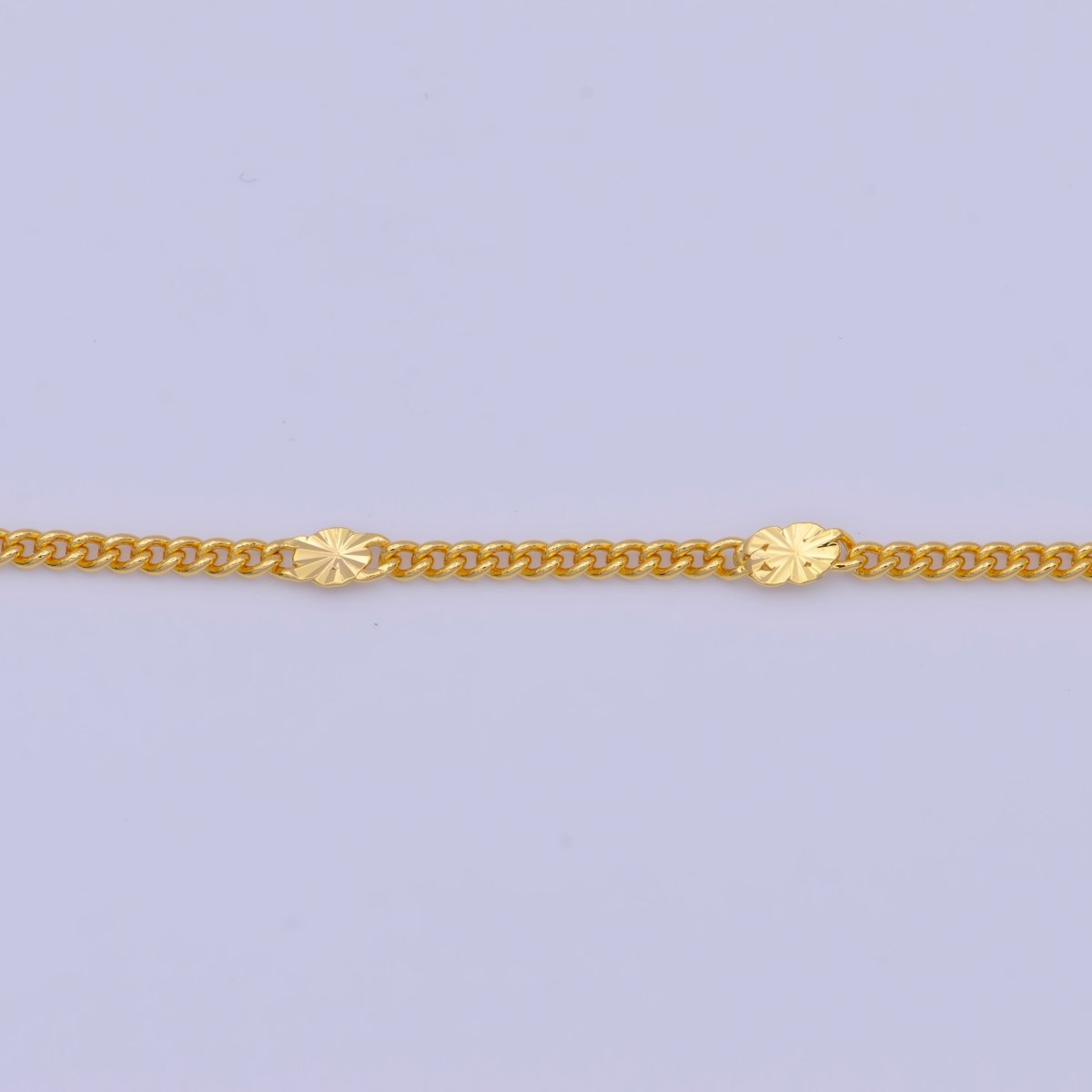 24K Gold Filled Dainty Sunburst Curb Chain Minimalist Necklace Satellite Chain Necklace 1.6mm Width Ready to Wear | WA-1128 WA-1127 Clearance Pricing - DLUXCA