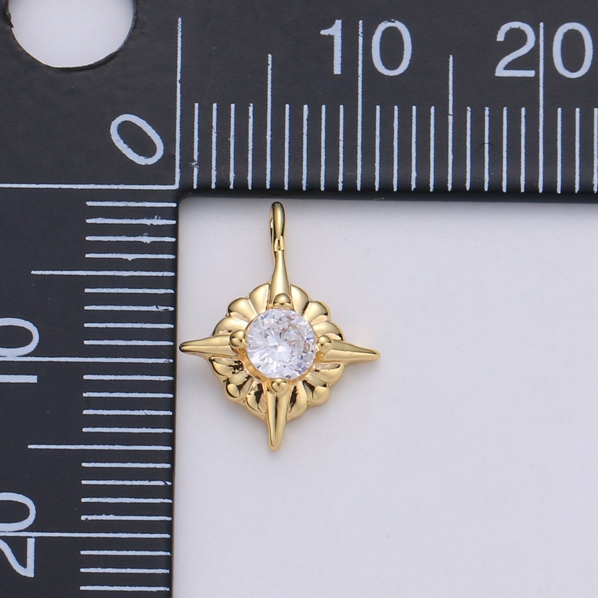 24K Gold Filled Dainty Tiny Sparkling Star Celestial Charm with Micro Pave Cubic Zirconia CZ Stone for Necklace or Bracelet C-890 - DLUXCA