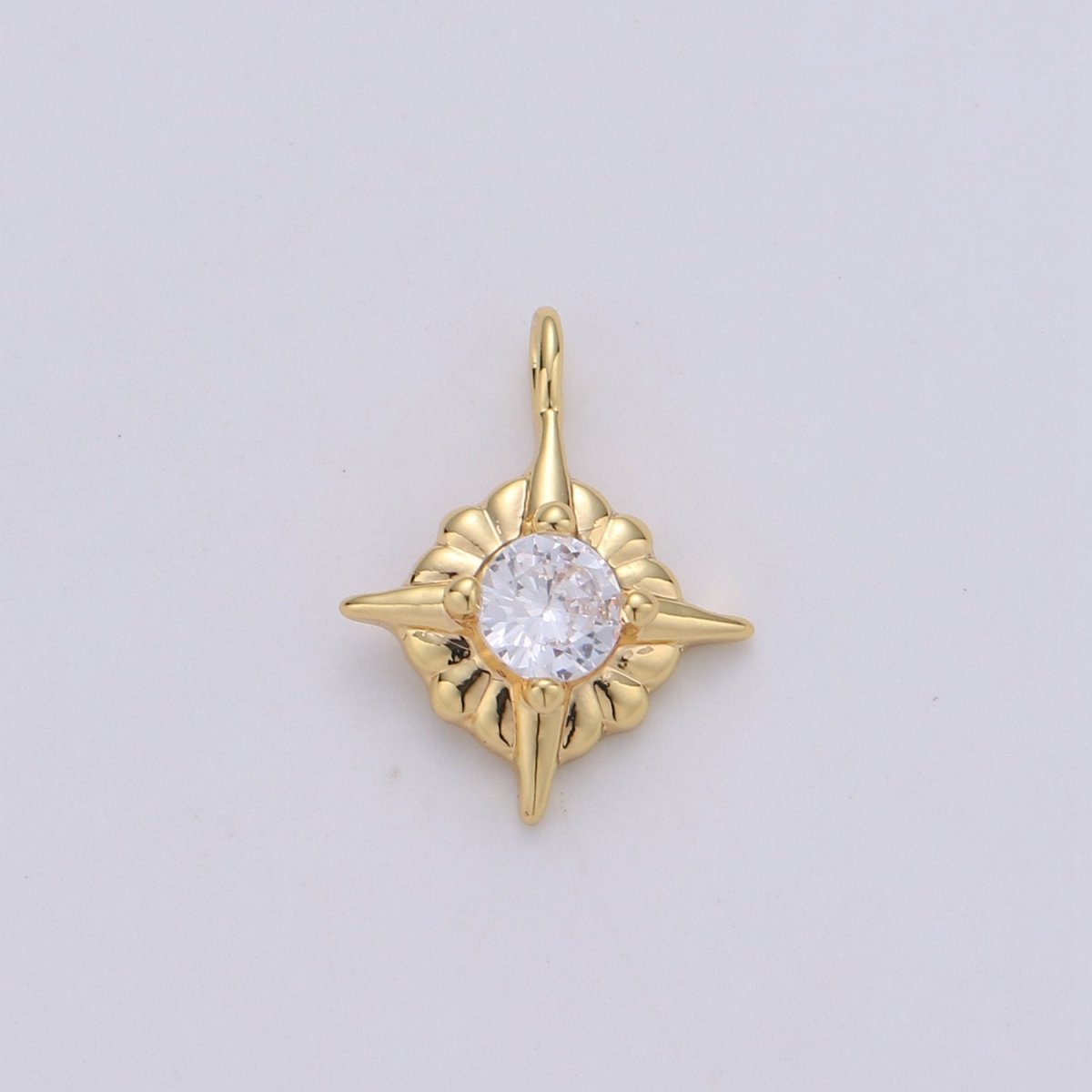 24K Gold Filled Dainty Tiny Sparkling Star Celestial Charm with Micro Pave Cubic Zirconia CZ Stone for Necklace or Bracelet C-890 - DLUXCA