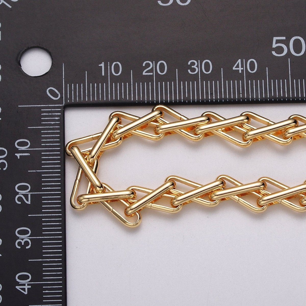 24k Gold Filled Designed Multiple Oblong Link Geometric Unfinished Yard Chain in Gold & Silver | ROLL-1123 ROLL-1202 Clearance Pricing - DLUXCA