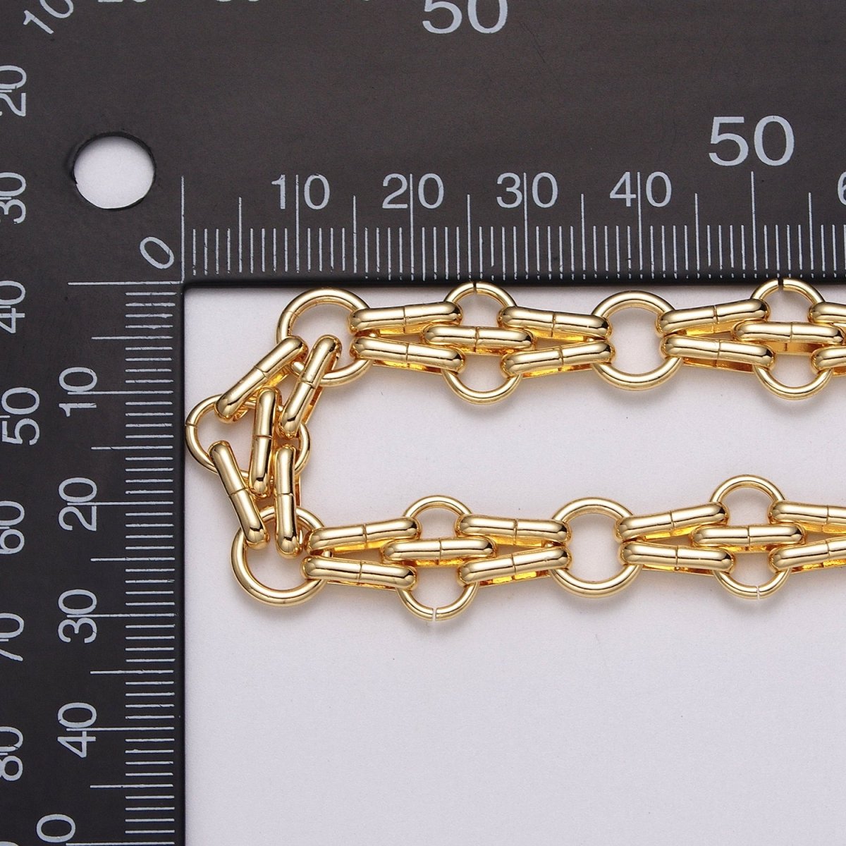 24k Gold Filled Designed Rolo Multiple Oblong Link Unfinished Yard Chain in Gold & Silver | ROLL-1124 ROLL-1193 Clearance Pricing - DLUXCA