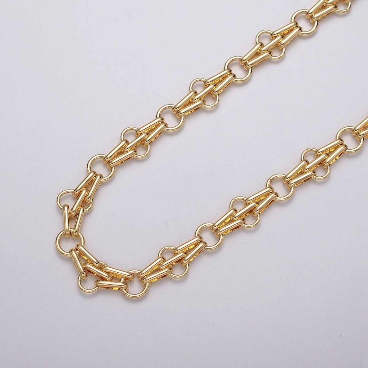 24k Gold Filled Designed Rolo Multiple Oblong Link Unfinished Yard Chain in Gold & Silver | ROLL-1124 ROLL-1193 Clearance Pricing - DLUXCA