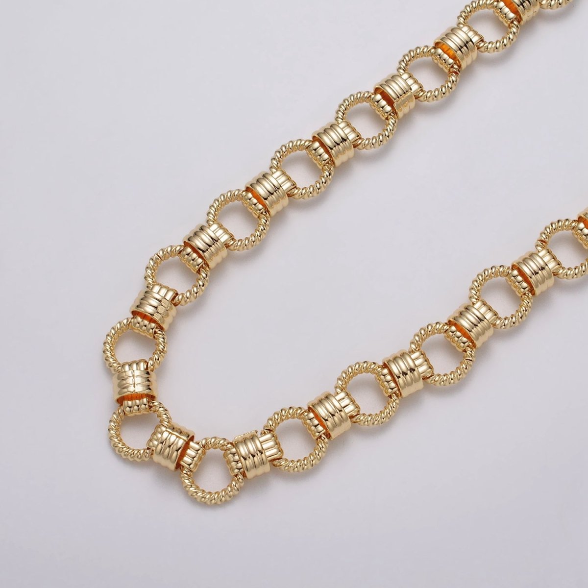 24k Gold Filled Designed Twisted Rolo Statement 13mm Unfinished Chain in Gold & Silver | ROLL-1121, ROLL-1191 Clearance Pricing - DLUXCA