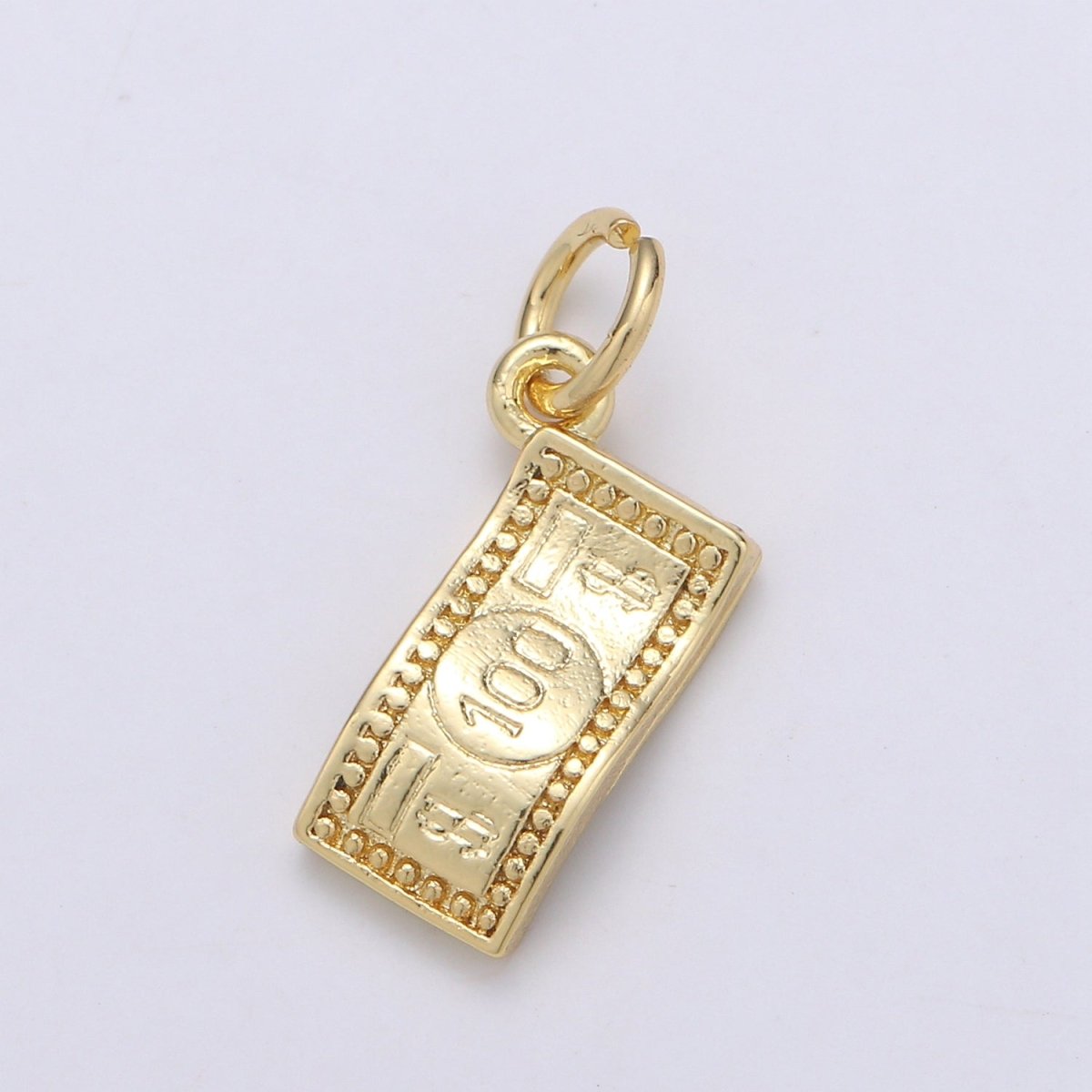 24K Gold Filled dollar Paper Money "$100" Charm E-063 - DLUXCA
