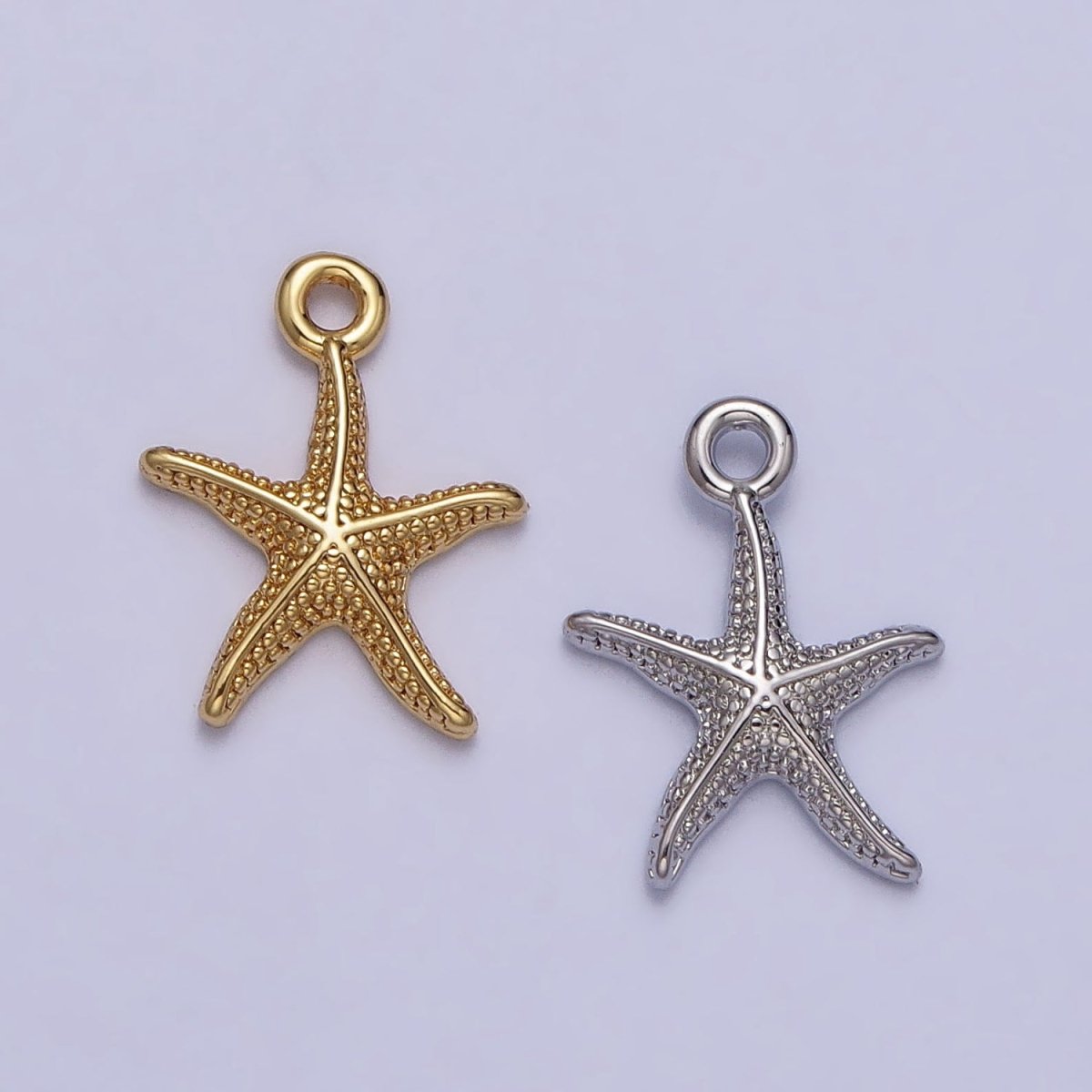 24K Gold Filled Dotted Starfish Sea Ocean Creature Charm in Gold & Silver | AC337 AC338 - DLUXCA