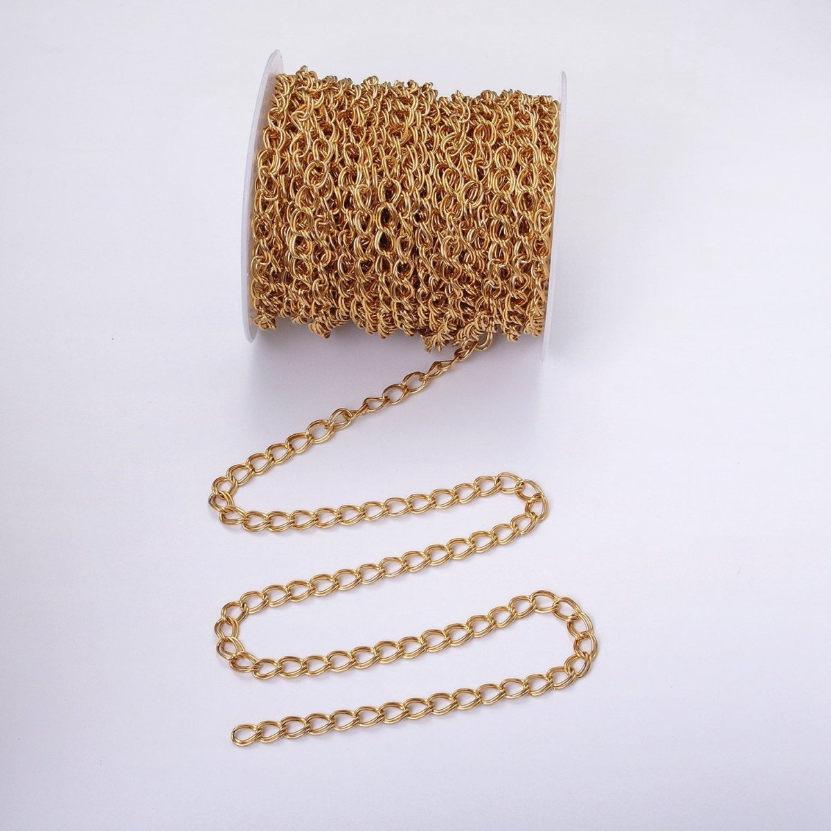 24K Gold Filled Double Cable Chain 6.1 mm Oval Cable Link Unfinished Chain by Yard | ROLL-1297 ROLL-1298 Clearance Pricing - DLUXCA