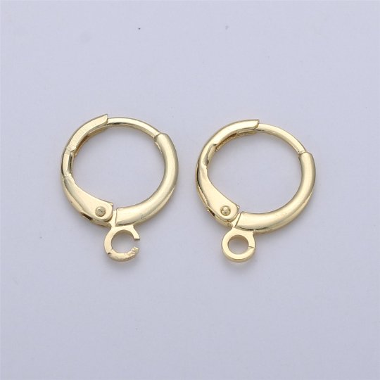 24k Gold Filled Earring Simple Round One Touch Earring jewelry Making, Earring supplies to put a charm dangle component, K-008 - DLUXCA