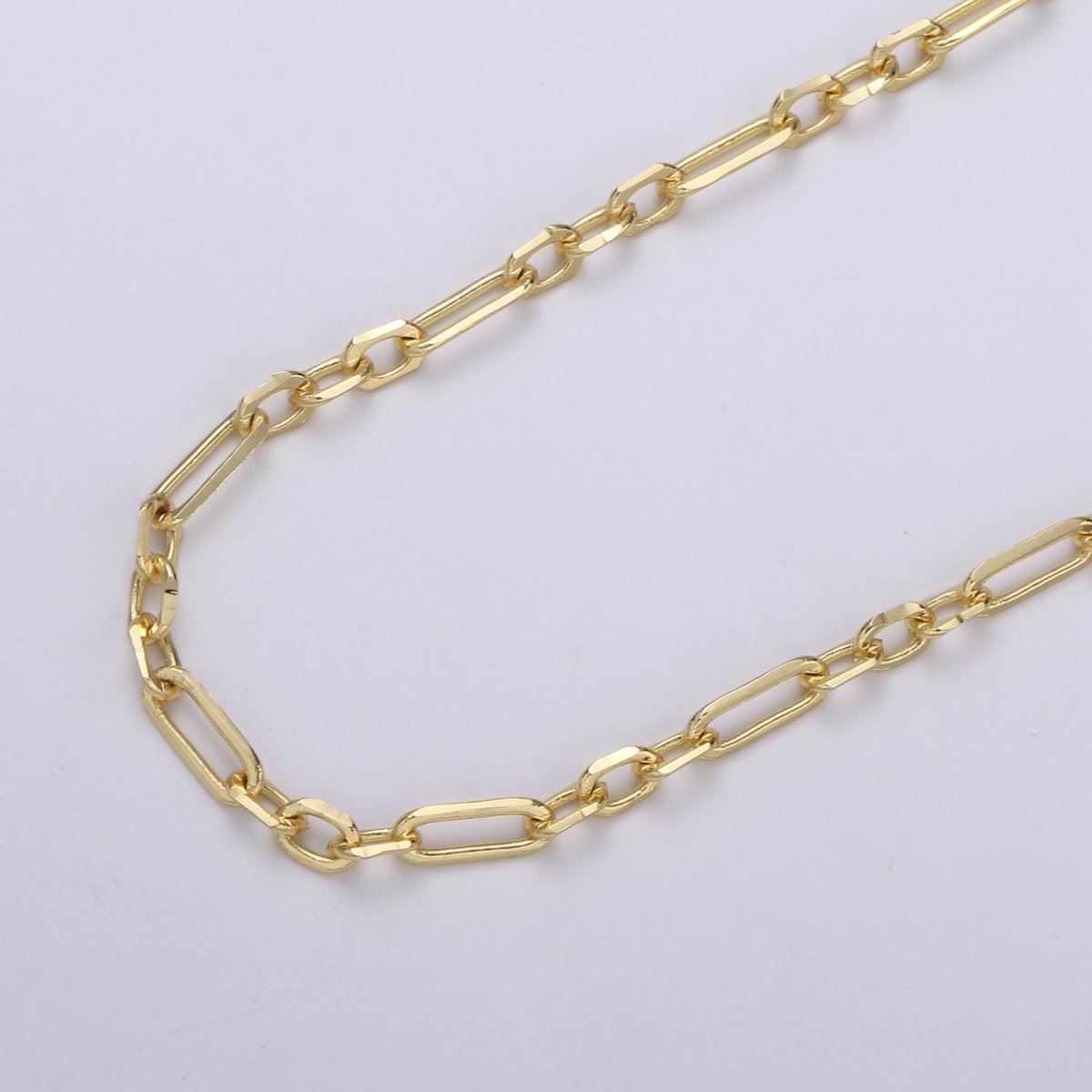 24K Gold Filled Elaborate PAPERCLIP long and short Chain Sold by Yard For Jewelry Making | ROLL-435 ROLL-551 Clearance Pricing - DLUXCA