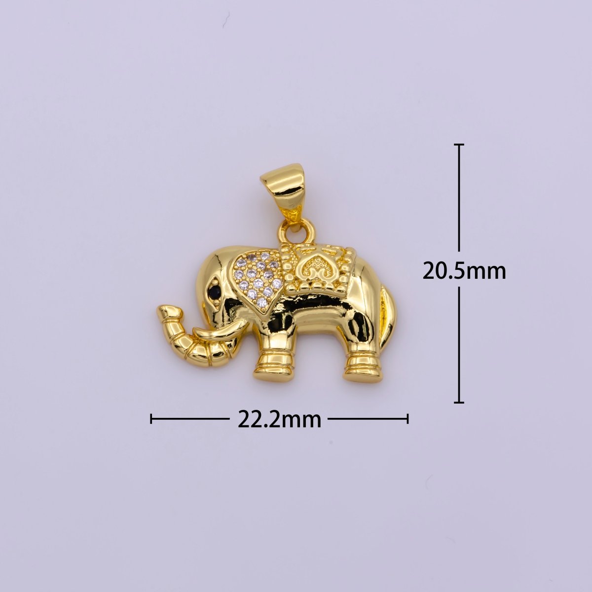 24k Gold Filled Elephant Pendant Charm, Wild Animal Charm Safari Pendant N-1344 - DLUXCA