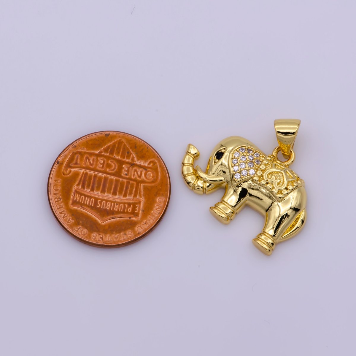 24k Gold Filled Elephant Pendant Charm, Wild Animal Charm Safari Pendant N-1344 - DLUXCA