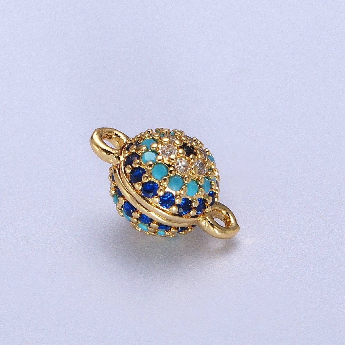 24K Gold Filled Evil Eye Ball Micro Paved CZ Connector | Y-659 - DLUXCA