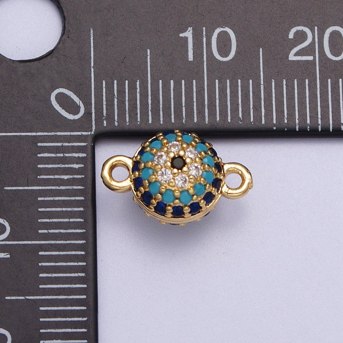 24K Gold Filled Evil Eye Ball Micro Paved CZ Connector | Y-659 - DLUXCA