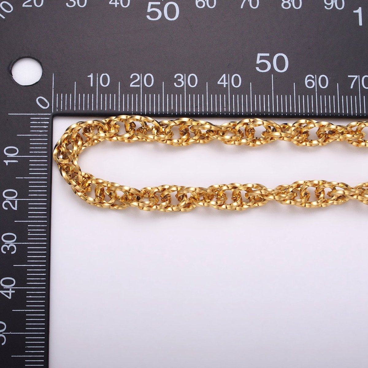24K Gold Filled Faceted Double PRINCE OF WALES style Chain Link Chunky 24k Gold Filled 6.1mm Unique Cable Chain Link Unfinished Yard Chain in Gold & Silver | ROLL-1307 ROLL-1308 Clearance Pricing - DLUXCA