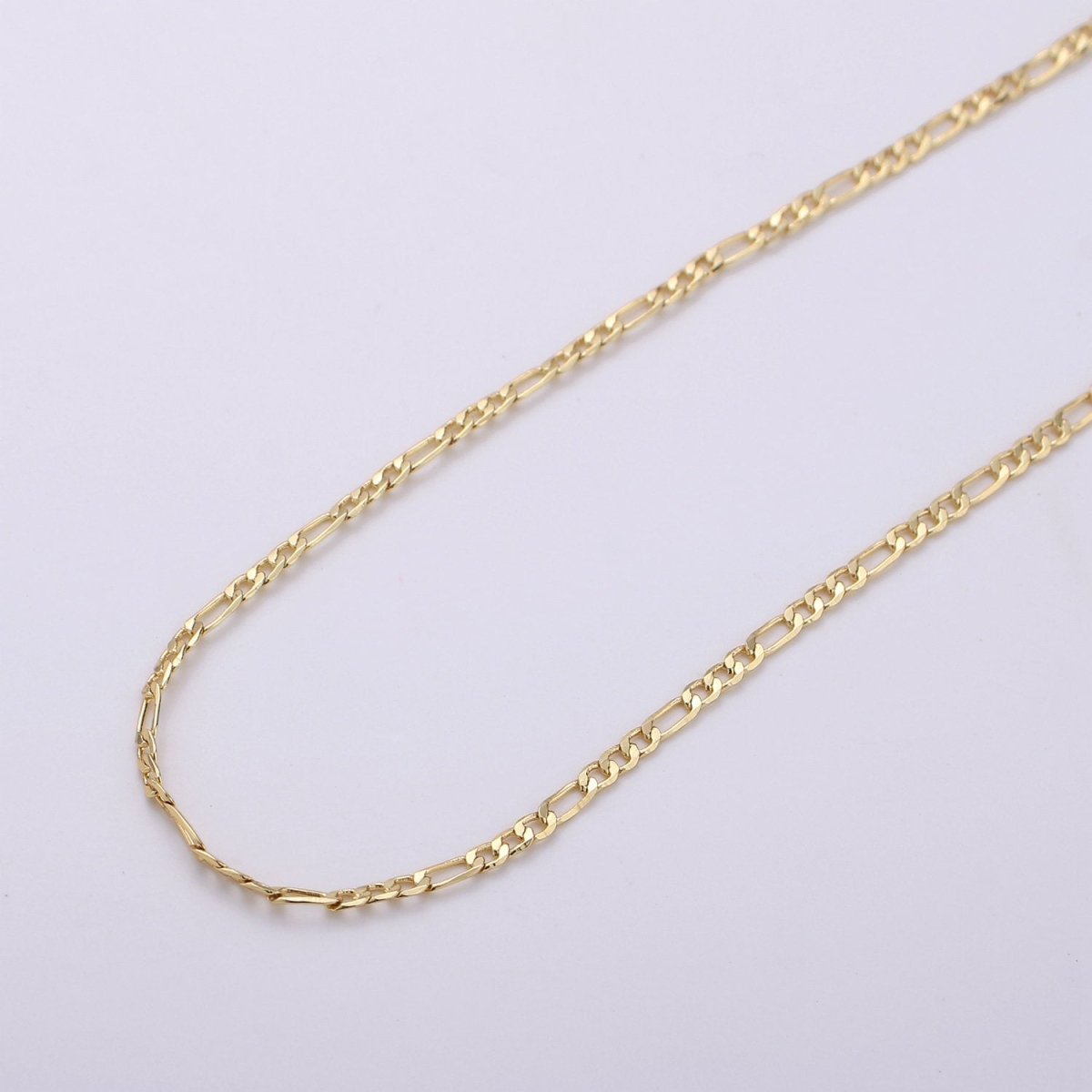 24K Gold Filled Figaro Chain, 2mm Gold Simple FIGARO Chain, Gold Dainty Chain, Bulk Supply Jewelry Chain by Yard for Necklace Anklet | ROLL-160 Clearance Pricing - DLUXCA