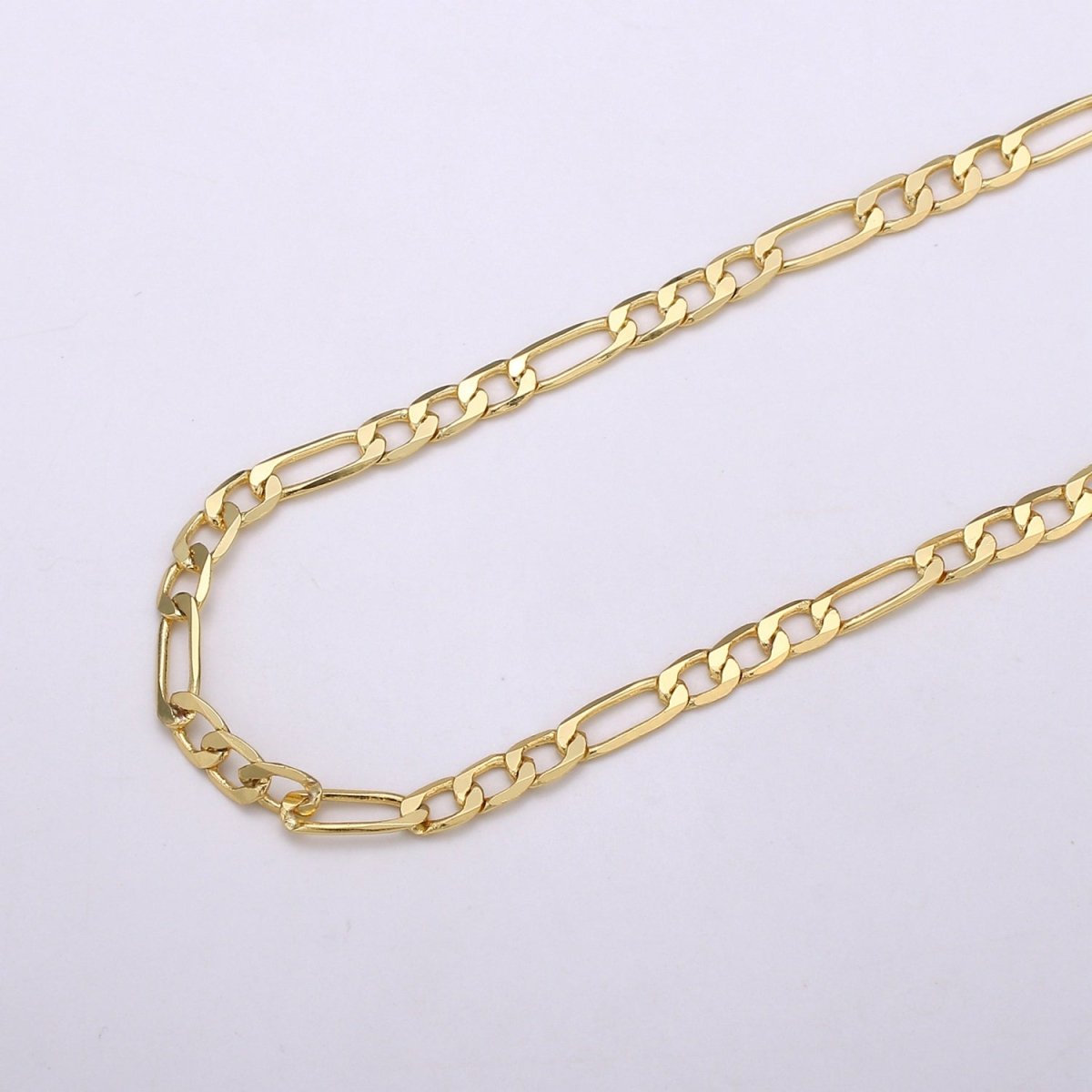 24K Gold Filled Figaro Chain By Yard, 3.8mm Wide Figaro Curb Linked Chain by Yard, Wholesale Roll Chain, For DIY Craft | ROLL-360 Clearance Pricing - DLUXCA