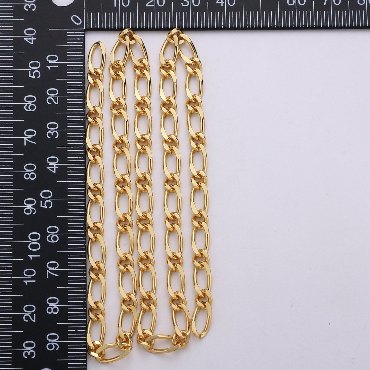 24K Gold Filled Figaro Chain by Yard, Gold Filled Cable Figaro Chain, Wholesale bulk Roll Chain for DIY Jewelry, Thickness 1mm | ROLL-276 Clearance Pricing - DLUXCA