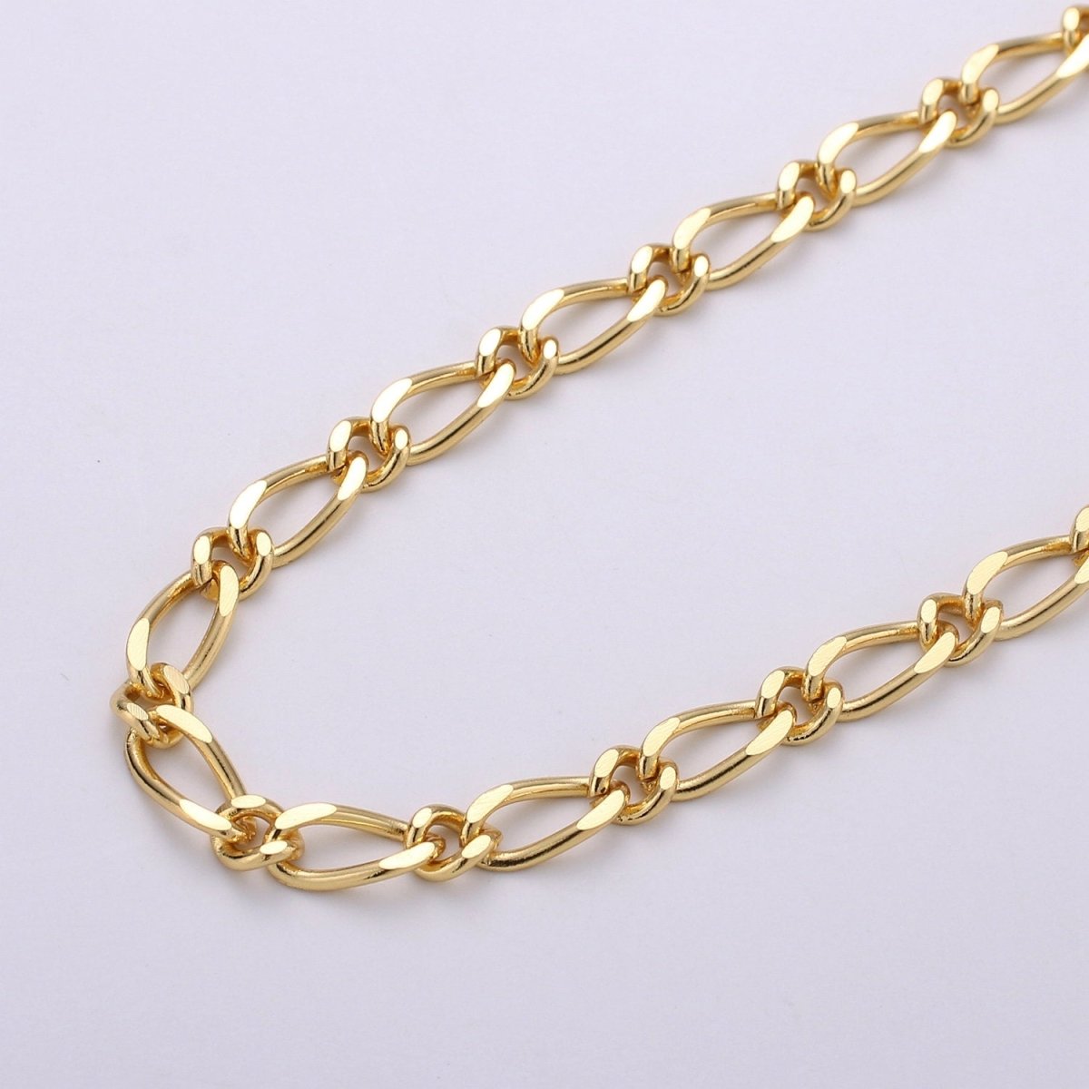 24K Gold Filled Figaro Chain by Yard, Gold Filled Cable Figaro Chain, Wholesale bulk Roll Chain for DIY Jewelry, Thickness 1mm | ROLL-276 Clearance Pricing - DLUXCA
