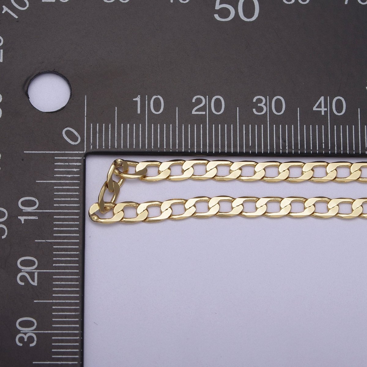 24K Gold Filled Figaro Curb Chain, Flat 3.5mm Width Figaro Unfinished Chain For Jewelry Making Supply Component | ROLL-688, ROLL-689 Clearance Pricing - DLUXCA