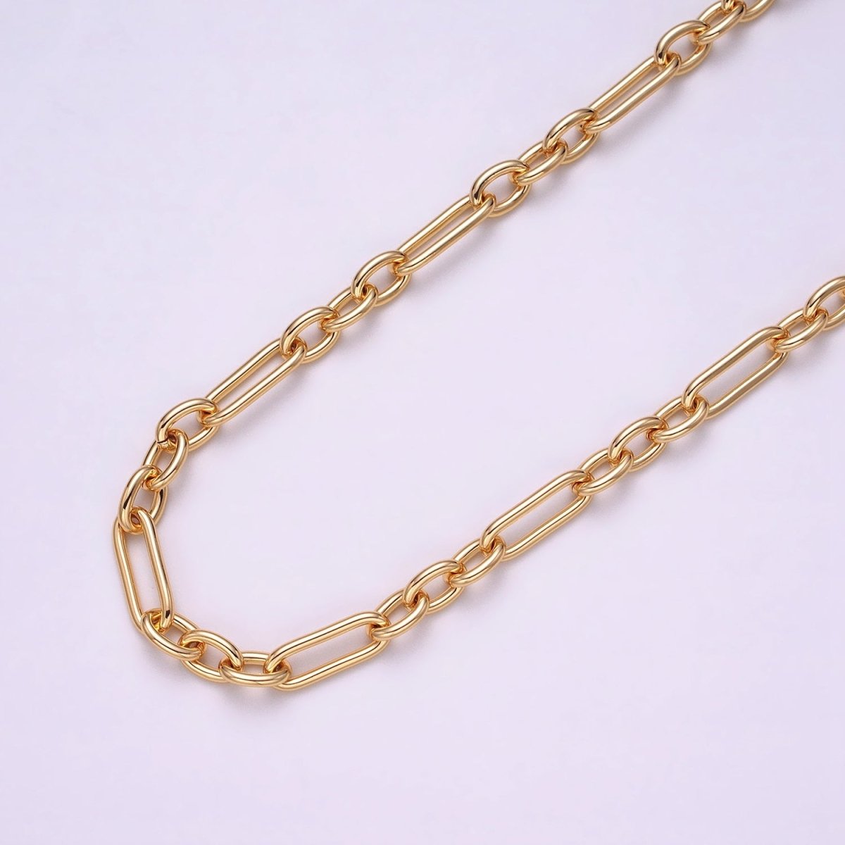 24K Gold Filled Figaro Long and Short Fancy Chain Bulk Gold, Silver Unfinished Chain | ROLL-1263 ROLL-1264 Clearance Pricing - DLUXCA