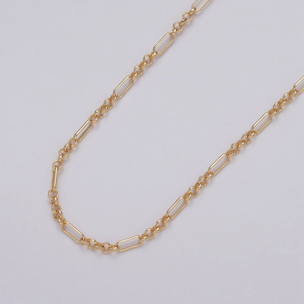 24k Gold Filled Figaro Long and Short Fancy Chain Triple, Double Rolo Link Unfinished Chain in Gold & Silver | ROLL-1061, ROLL-1062, ROLL-1085, ROLL-1084 Clearance Pricing - DLUXCA