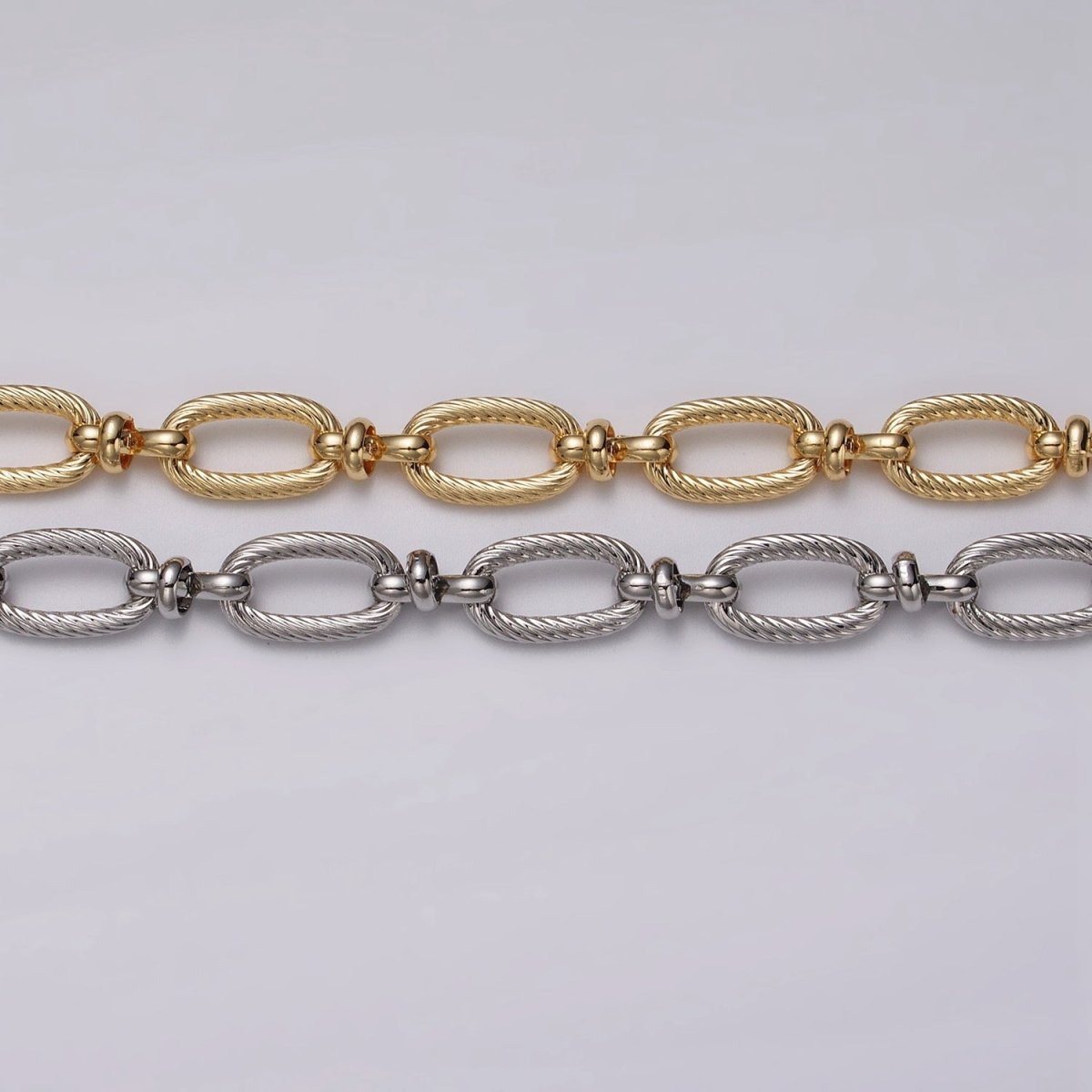 24k Gold Filled Figaro Long and Short Fancy Unfinished Chain in Gold & Silver | ROLL-1139 ROLL-1140 Clearance Pricing - DLUXCA