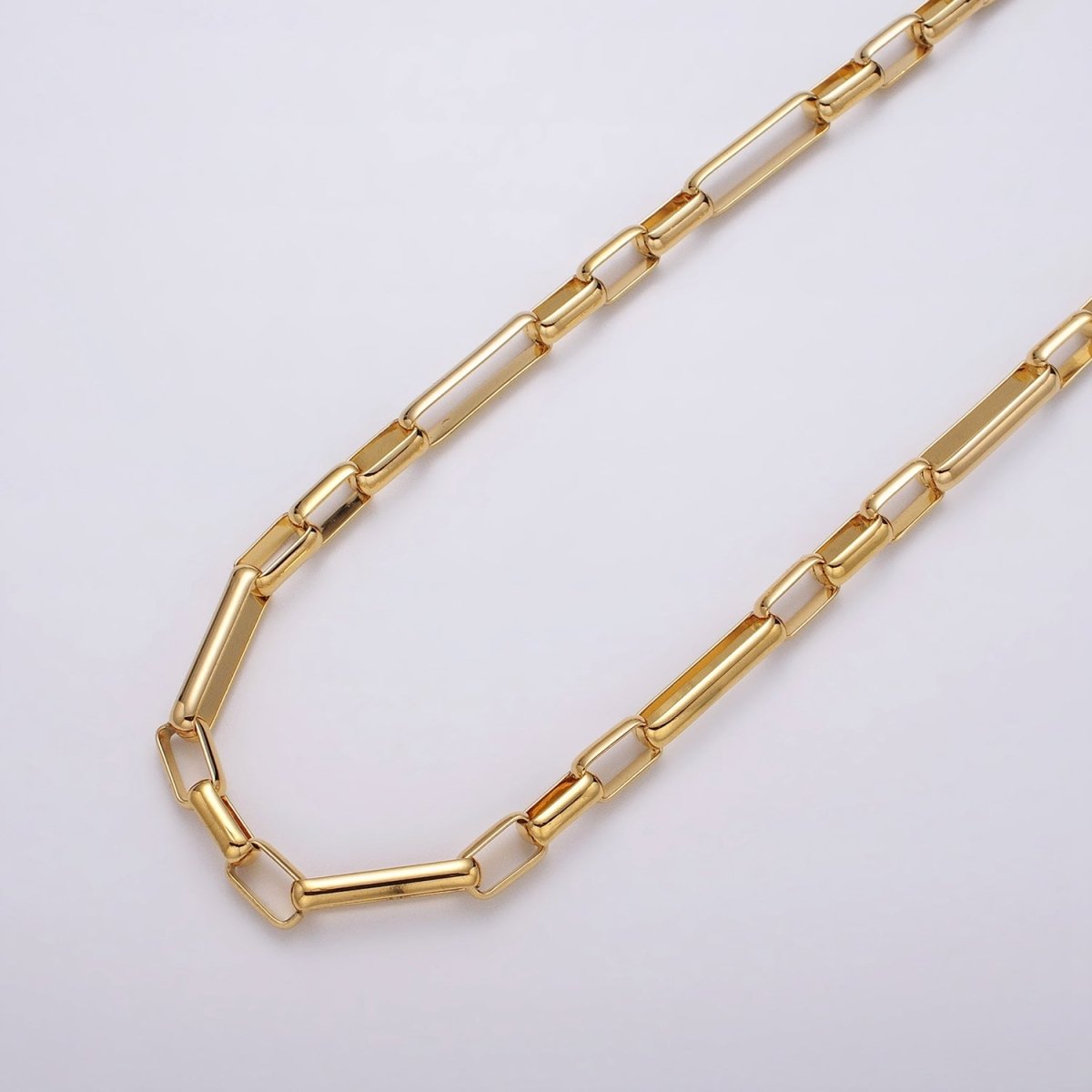 24k Gold Filled Figaro Long and Short Fancy Unfinished Yard Chain in Gold & Silver | ROLL-1322 Clearance Pricing - DLUXCA