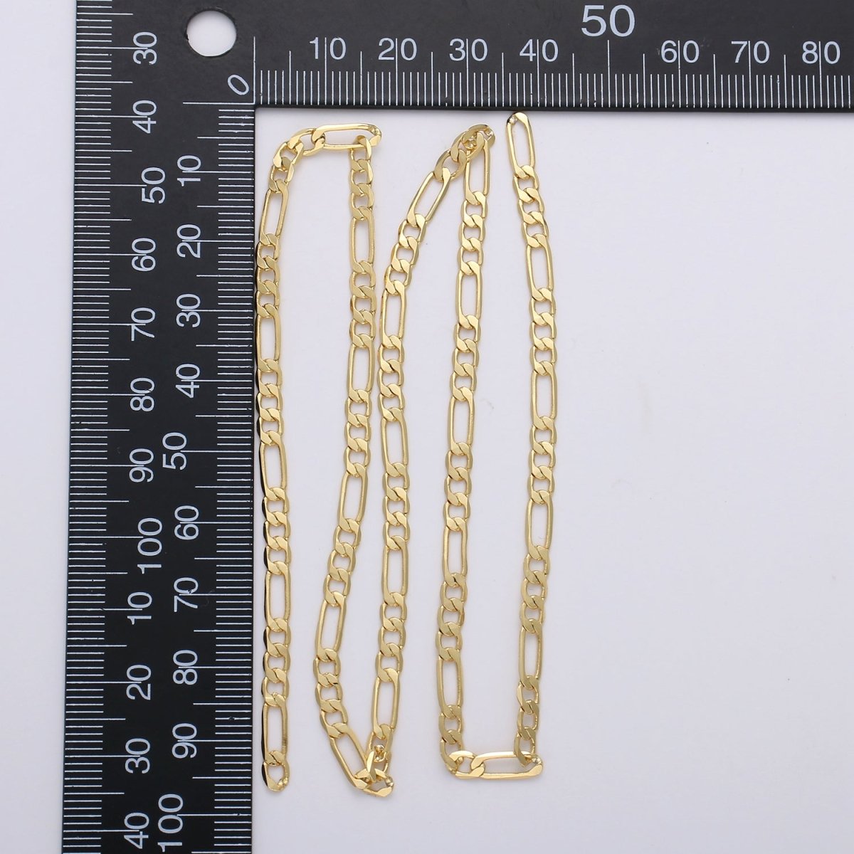 24K Gold Filled Figaro Unfinished Chain, Dainty 3mm Flat Figaro Chain for Men Woman Unisex Layering Necklace Jewelry Making | ROLL-703 Clearance Pricing - DLUXCA