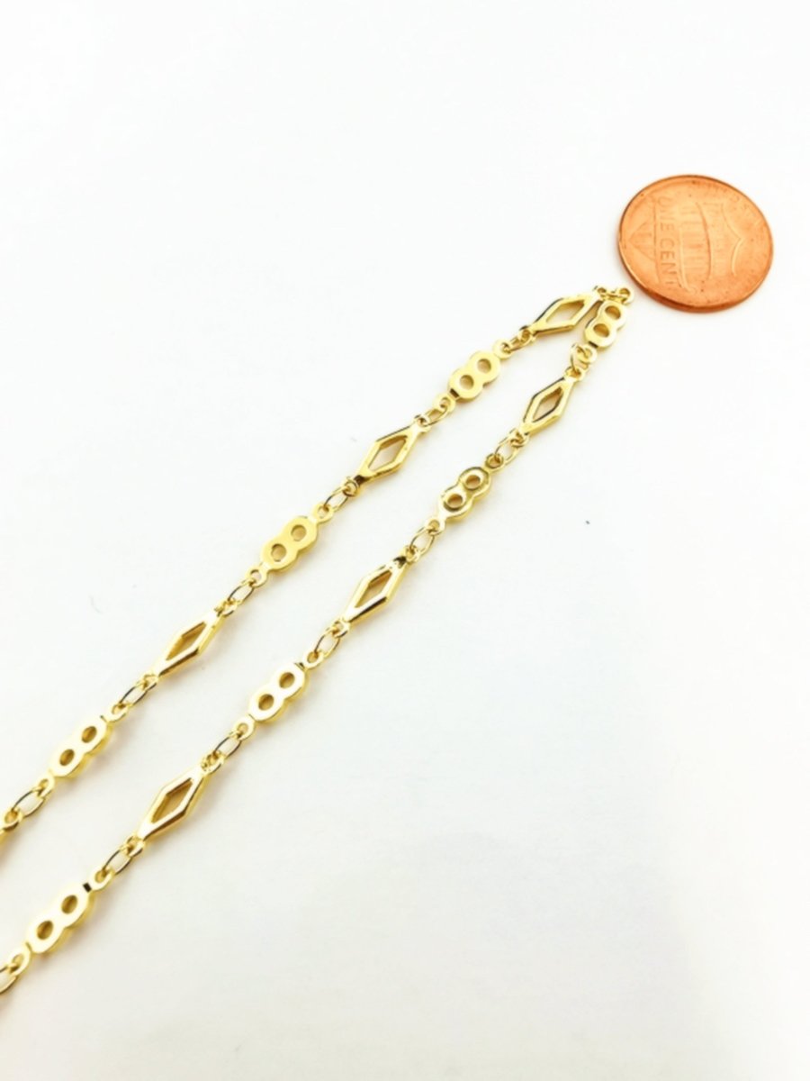 24K Gold Filled Figure 8 Chain by Yard, Gold Filled FIGURE 8 Chain by Yard, Wholesale Bulk Roll Chain for Jewelry Making, Size 11.5x3.5mm, DESIGNED Chain | ROLL-175 Clearance Pricing - DLUXCA