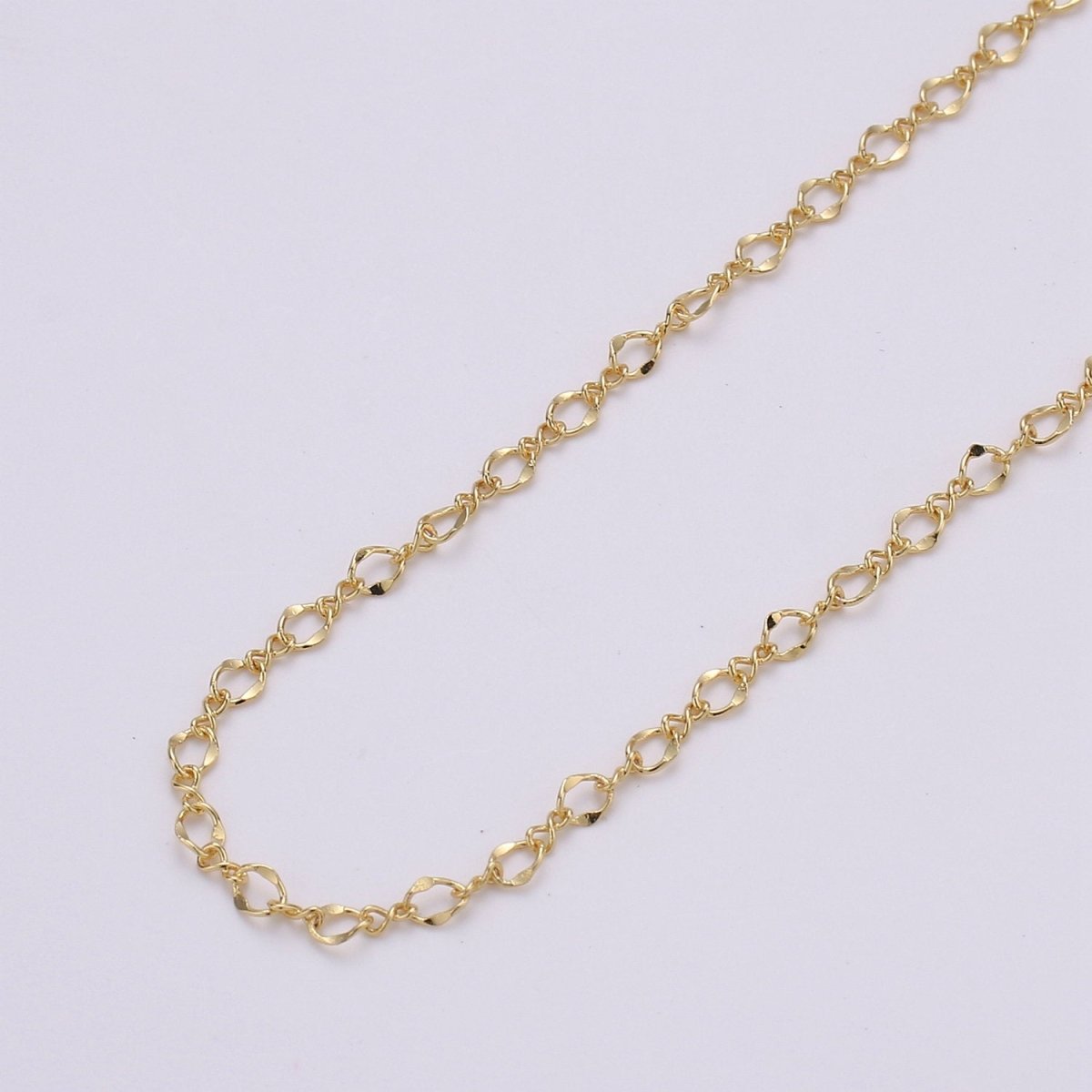 24K Gold Filled Figure Eight Chain, 3mm Width Dainty Chain Thin Chain, Unfinished Chain by Yard, infinity Chain | ROLL-137 Clearance Pricing - DLUXCA