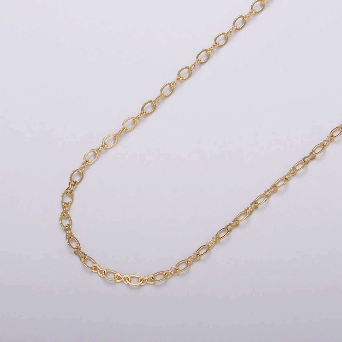 24K Gold Filled Figure Eight Link Cable Chain by Yard Unfinished Chain | ROLL-1074 Clearance Pricing - DLUXCA
