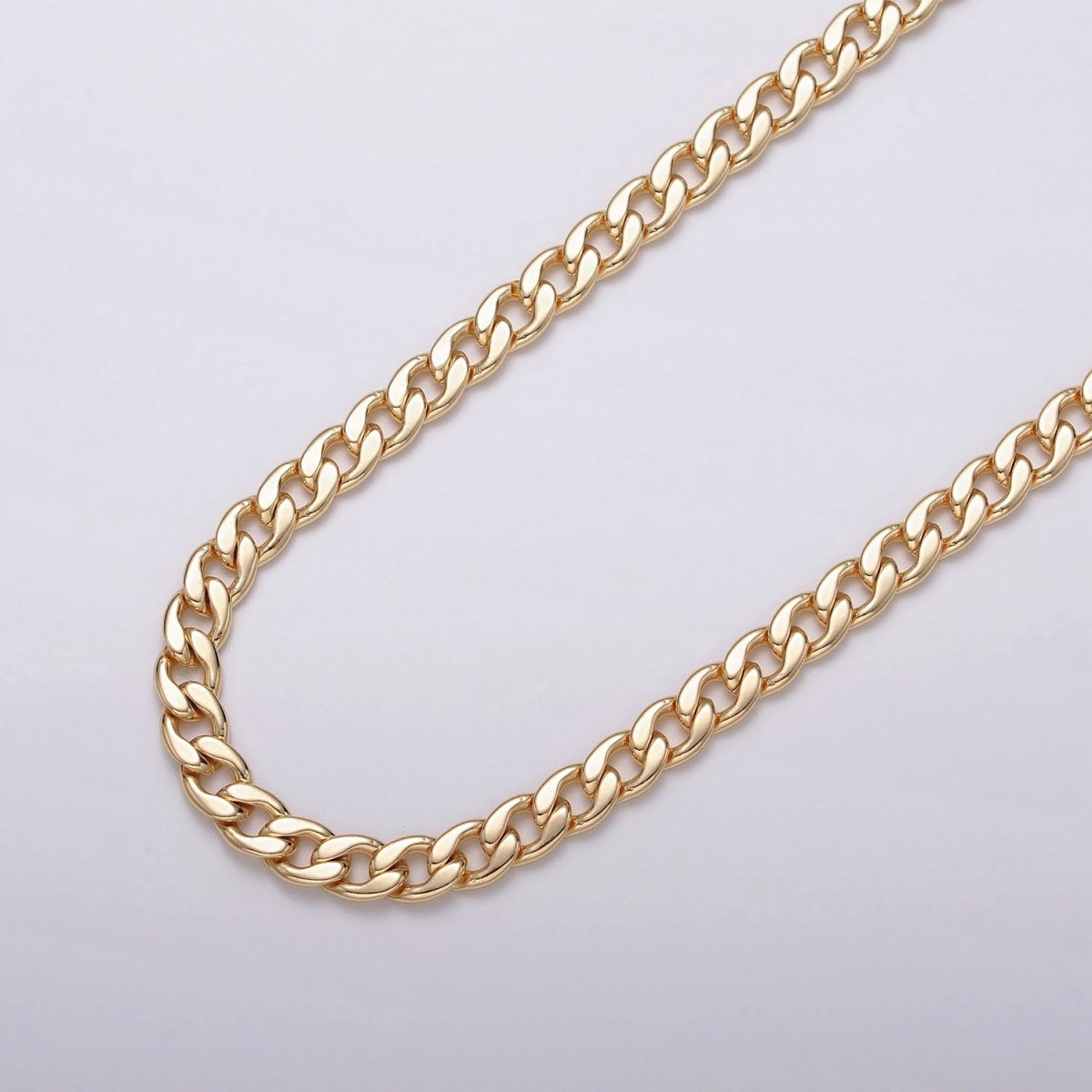 24k Gold Filled Flat Concave Curb 5mm Width Unfinished Chain by Yard in Gold & Silver | ROLL-1058, ROLL-1104 Clearance Pricing - DLUXCA