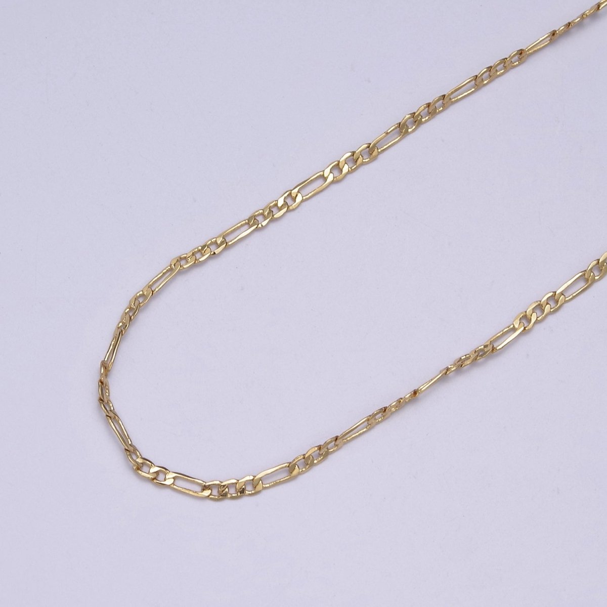 24K Gold Filled Flat Figaro Chain, Dainty 2mm Unfinished Chain in Gold & Silver For Jewelry Making | ROLL-670, ROLL-671 Clearnce Pricing - DLUXCA