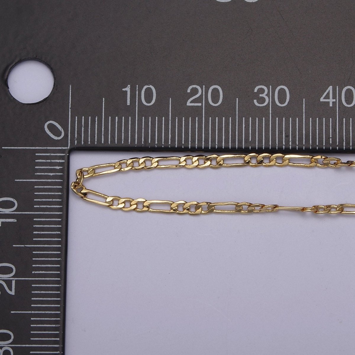 24K Gold Filled Flat Figaro Chain, Dainty 2mm Unfinished Chain in Gold & Silver For Jewelry Making | ROLL-670, ROLL-671 Clearnce Pricing - DLUXCA