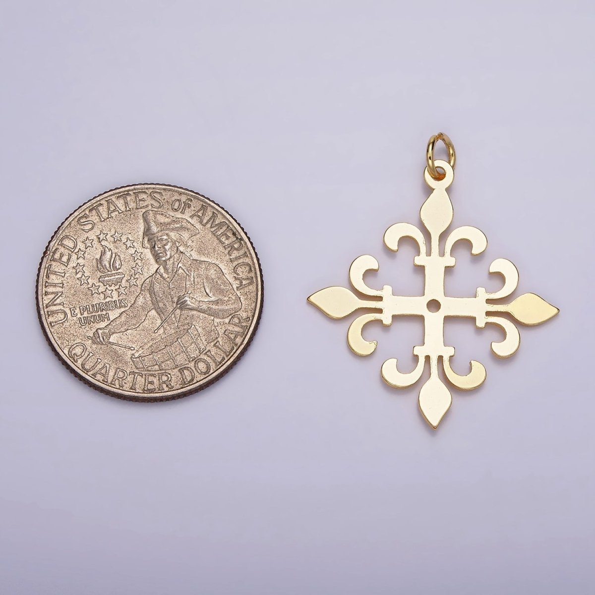 24K Gold Filled Fleur De Lis Rhombus Minimalist Charm | AC865 - DLUXCA