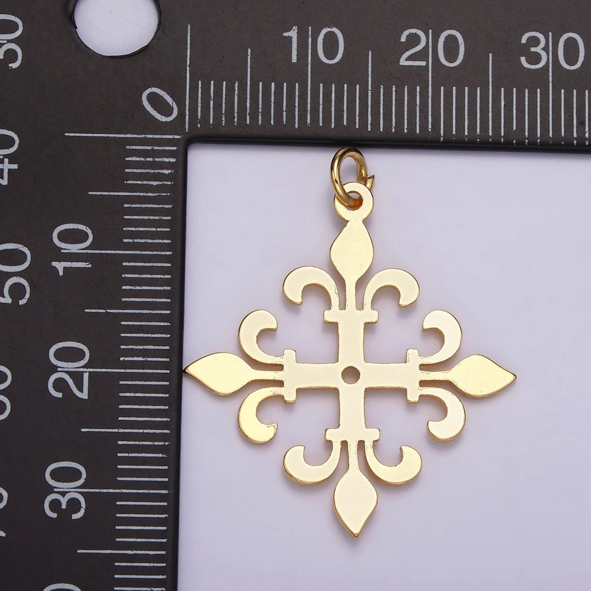 24K Gold Filled Fleur De Lis Rhombus Minimalist Charm | AC865 - DLUXCA