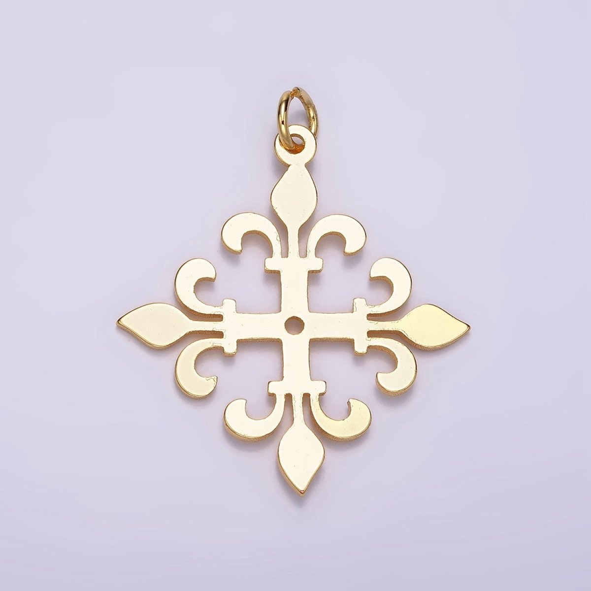 24K Gold Filled Fleur De Lis Rhombus Minimalist Charm | AC865 - DLUXCA