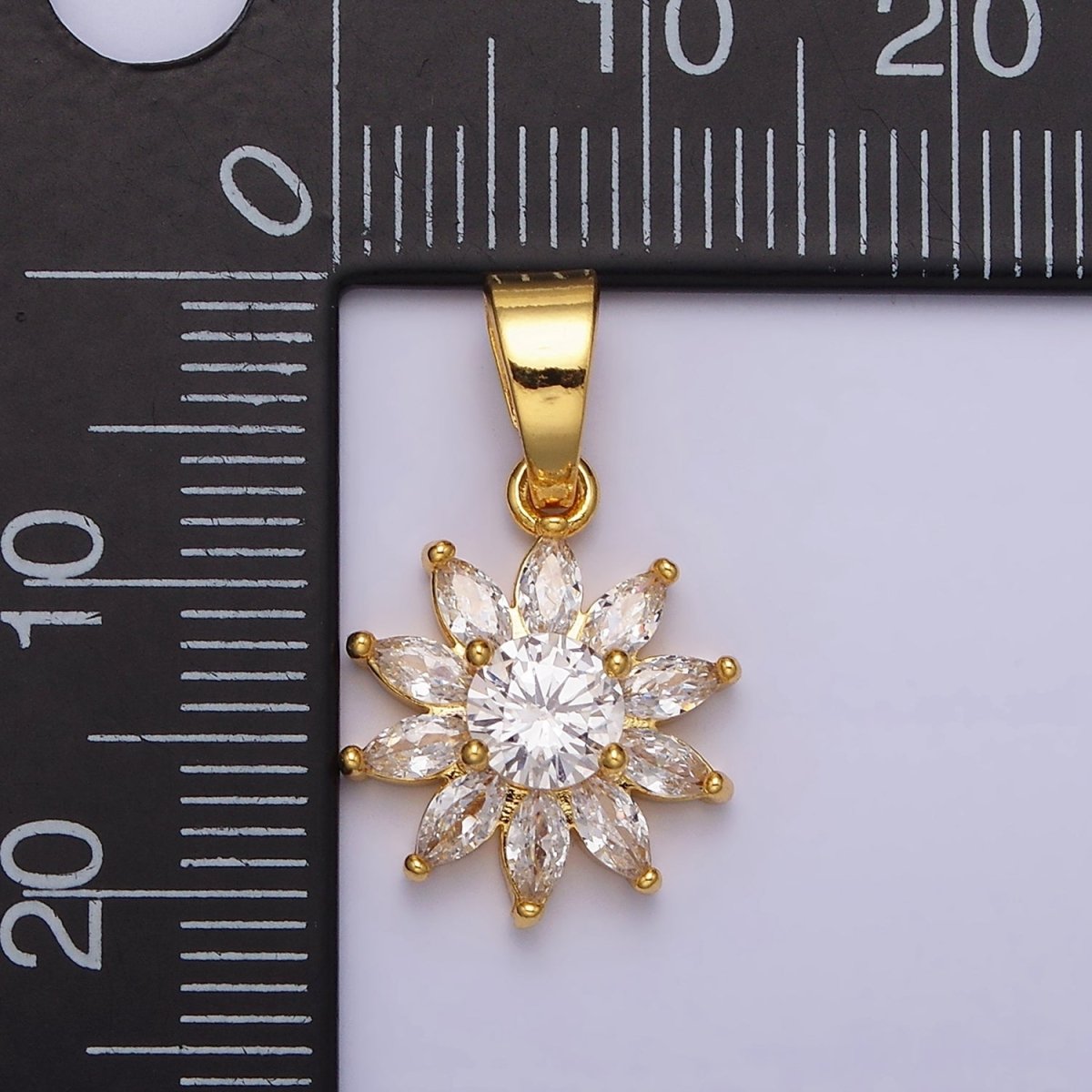 24K Gold Filled Flower Marquise CZ Petal Pendant in Gold & Silver | AA455 AA456 - DLUXCA