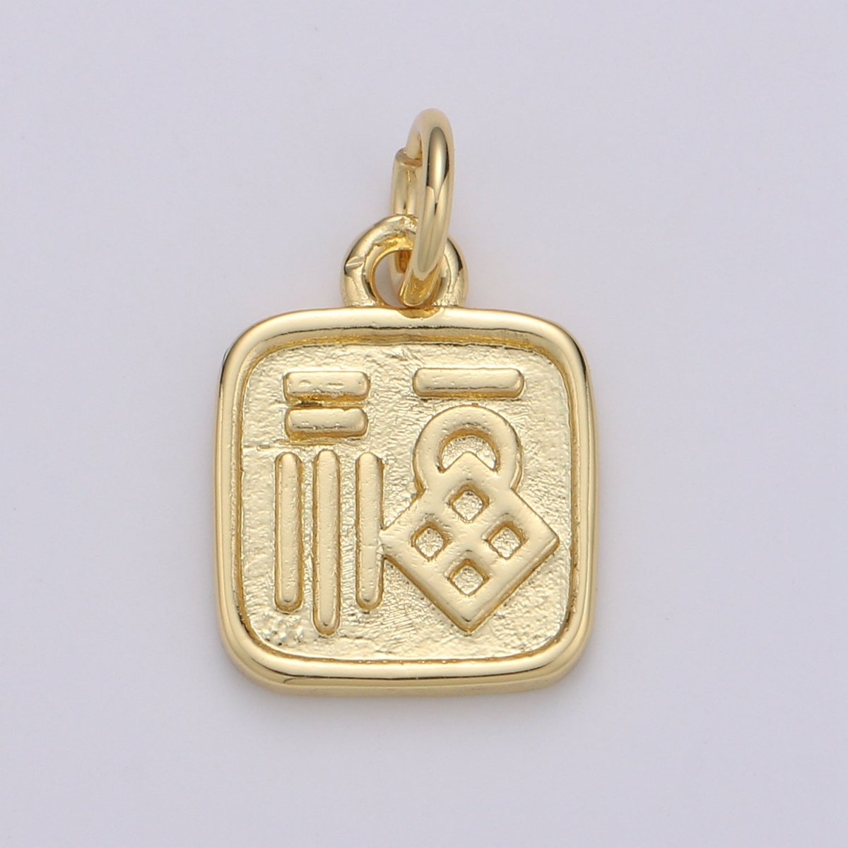 24K Gold Filled Fortune Good Luck "Fu" Chinese Character Charm E-060 - DLUXCA