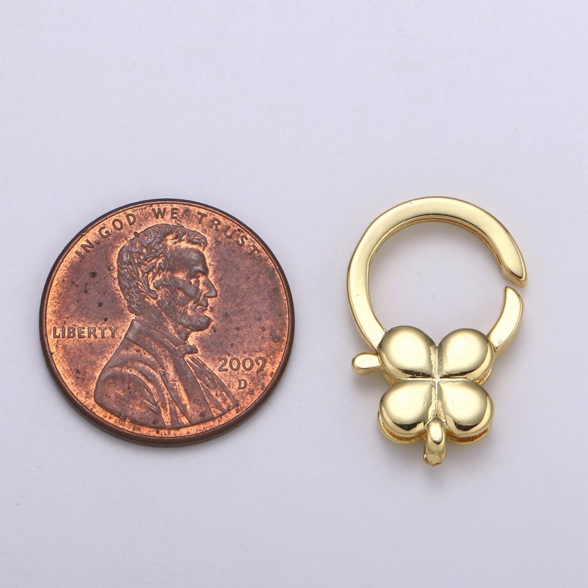 24K Gold Filled Four Clover Lobster Clasp Push Ring Gate Clasp For DIY Jewelry Making L-182 - DLUXCA