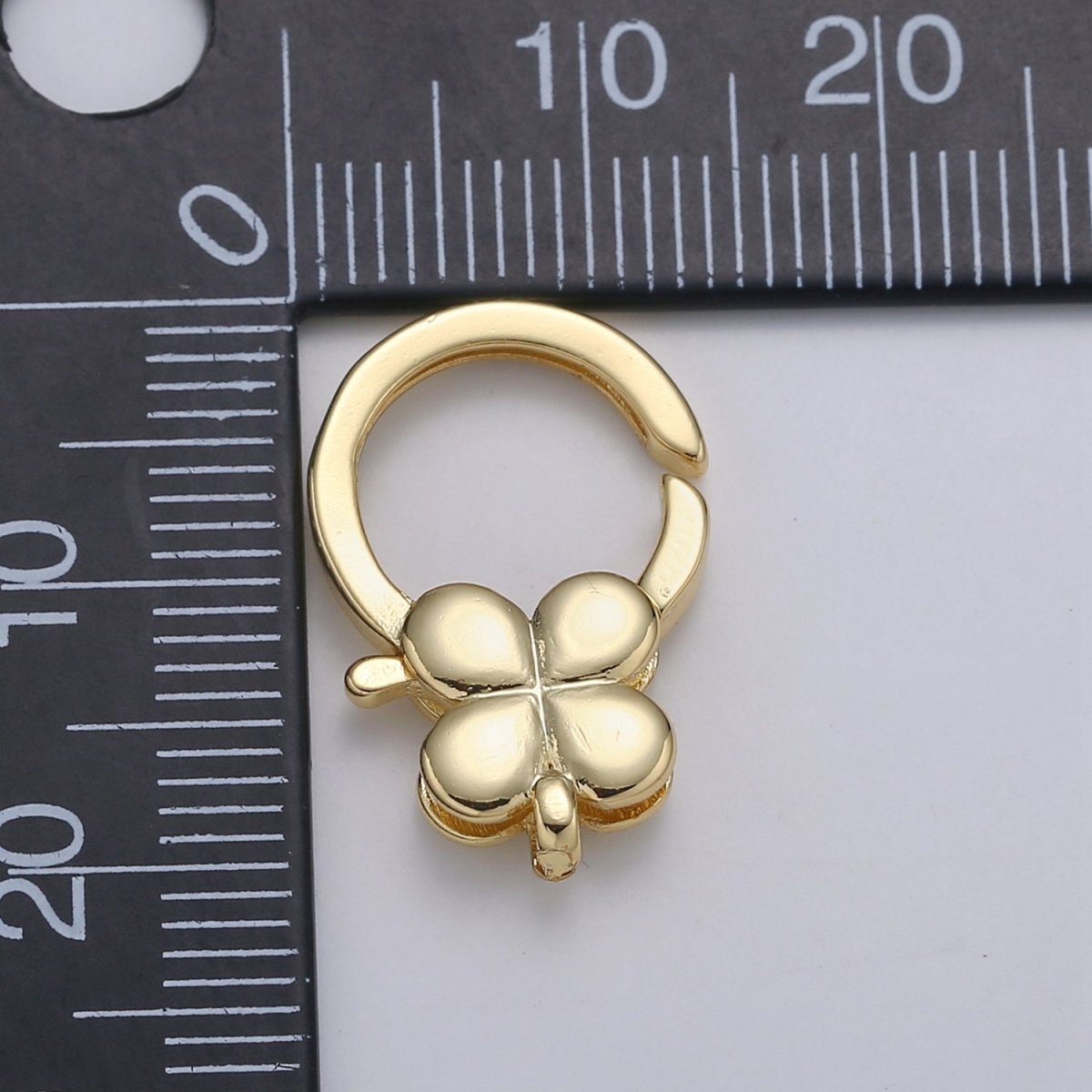 24K Gold Filled Four Clover Lobster Clasp Push Ring Gate Clasp For DIY Jewelry Making L-182 - DLUXCA