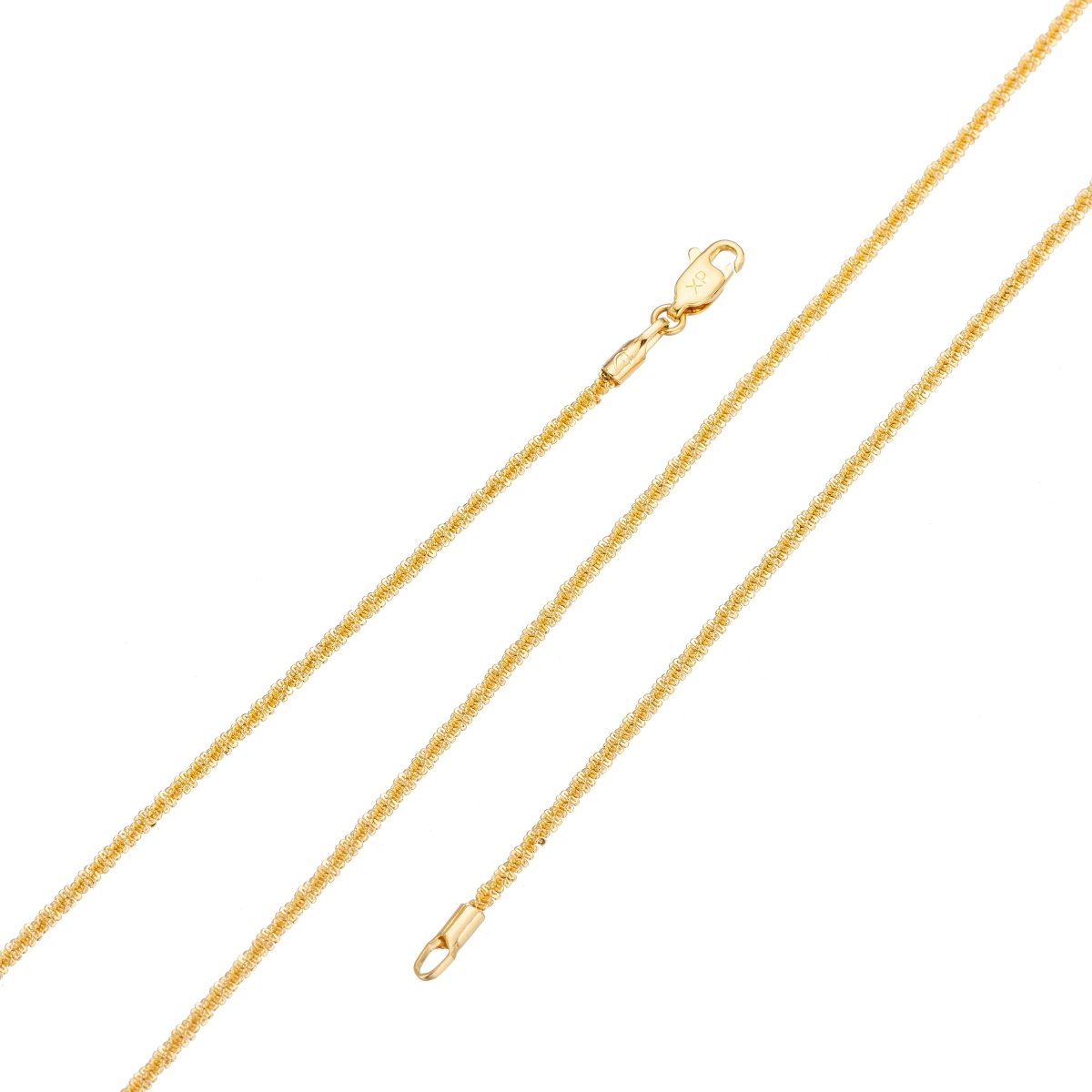 24K Gold Filled Foxtail Wheat Chain Necklace, 20 inch Foxtail Finished Necklace For Jewelry Making, Dainty 2.3mm Foxtail Necklace w/ Lobster Clasps | CN-304 Clearance Pricing - DLUXCA