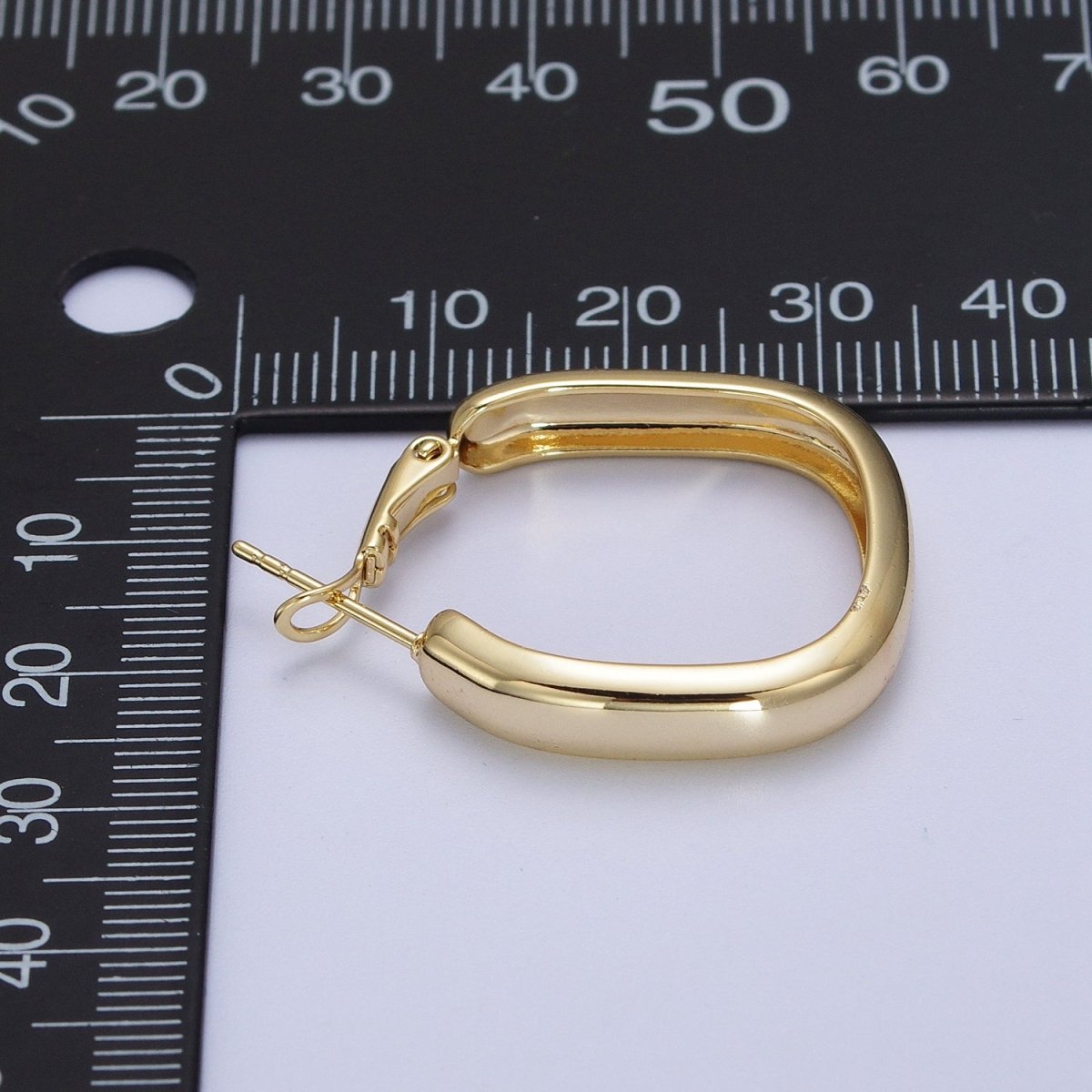 24K Gold Filled Geometric Boxy Block Latch Hoop Earrings | Y-287 - DLUXCA